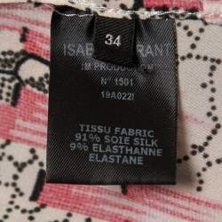 Isabel Marant Pink/Cream Printed Silk Blend Crepe De Chine Midi Dress S