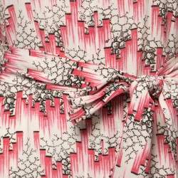 Isabel Marant Pink/Cream Printed Silk Blend Crepe De Chine Midi Dress S