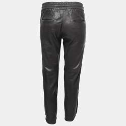 Isabel Marant Black Leather Drawstring Trousers S