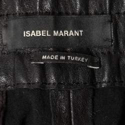 Isabel Marant Black Leather Drawstring Trousers S