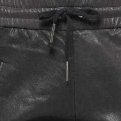 Isabel Marant Black Leather Drawstring Trousers S
