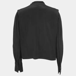 Isabel Marant Black Crepe High Neck Long Sleeve Blouse M
