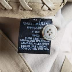 Isabel Marant Beige Leather Lace-Up Skinny Trousers S