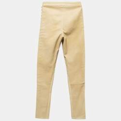 Isabel Marant Beige Leather Lace-Up Skinny Trousers S