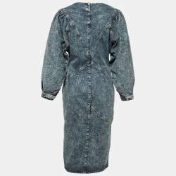Isabel Marant Blue Marble Dyed Denim Midi Dress M