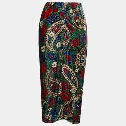 Pre Owned Isabel Marant Multicolor Floral Velvet Draped Skirt S