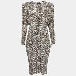 Pre Owned Isabel Marant Brown Animal Print Silk Midi Dress M