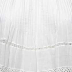 Isabel Marant White Ramie Pleated Front Lace Trimmed Top M
