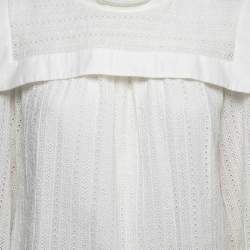 Pre Owned Isabel Marant White Eyelet Cotton Bib Detail Long Sleeve Blouse L