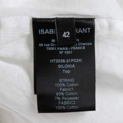 Pre Owned Isabel Marant White Eyelet Cotton Bib Detail Long Sleeve Blouse L