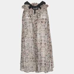 Isabel Marant Grey Printed Chiffon Silk Sleeveless Top S