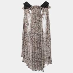 Isabel Marant Grey Printed Chiffon Silk Sleeveless Top S