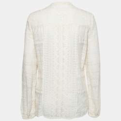 Pre Owned Isabel Marant Cream Embroidered Gauze Long Sleeve Shirt M
