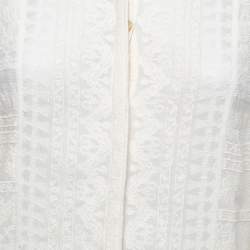 Pre Owned Isabel Marant Cream Embroidered Gauze Long Sleeve Shirt M