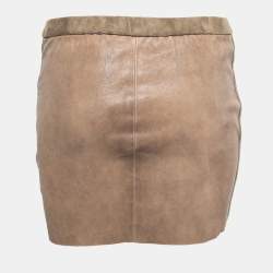 Pre Owned Isabel Marant Brown Lambskin Leather Mini Skirt M