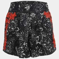 Isabel Marant Black Embroidered Eyelet Cotton High Waist Shorts S