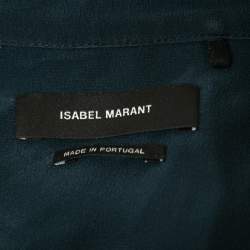 Pre Owned Isabel Marant Dark Green Silk Button Front Full Sleeve Shirt Blouse L
