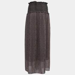 Pre Owned Isabel Marant Multicolor Printed Silk Shirred Waist Maxi Skirt M