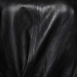 Pre Owned Isabel Marant Black Leather Wrap Effect Mini Dress S