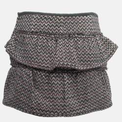 Isabel Marant Silver Zig-Zag Patterned Lurex Knit Mini Skirt M