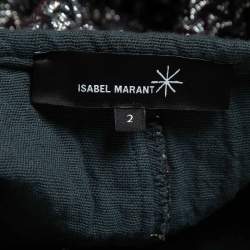 Isabel Marant Silver Zig-Zag Patterned Lurex Knit Mini Skirt M