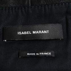Pre Owned Isabel Marant Black Leather Fold Over Mini Skirt M
