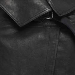 Pre Owned Isabel Marant Black Leather Fold Over Mini Skirt M