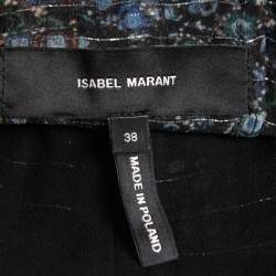 Isabel Marant Navy Blue Printed Silk & Lurex Shorts M