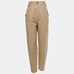 Isabel Marant Beige Cotton High Waist Cargo Pants M Waist 32"