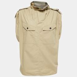 Pre Owned Isabel Marant Beige Cotton Belted High Neck Folded Sleeveless Top M