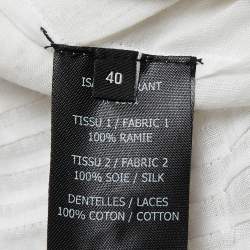 Pre Owned Isabel Marant White Ramie & Silk Lace Trimmed Ruffle Top M