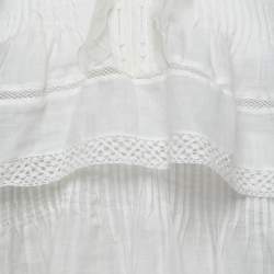 Pre Owned Isabel Marant White Ramie & Silk Lace Trimmed Ruffle Top M