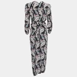 Isabel Marant Mutlicolor Paisley Print Crepe Ruch Detail Asymmetrical Dress M