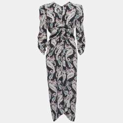 Isabel Marant Mutlicolor Paisley Print Crepe Ruch Detail Asymmetrical Dress M
