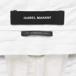 Pre Owned Isabel Marant Light Grey Cotton Pleated High Waist Trousers M
