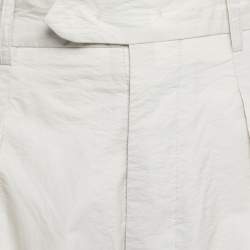 Pre Owned Isabel Marant Light Grey Cotton Pleated High Waist Trousers M