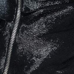 Pre Owned Isabel Marant Black Lame Draped One Shoulder Mini Dress M