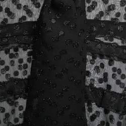 Isabel Marant Black Polka Dot Metallic Chiffon Ruffled Blouse S