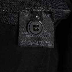 Pre Owned Isabel Marant Charcoal Grey Wool Belted Wide Leg Trousers M