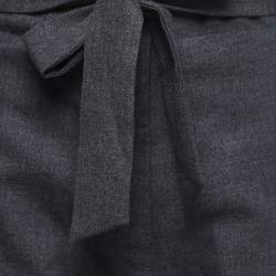 Pre Owned Isabel Marant Charcoal Grey Wool Belted Wide Leg Trousers M