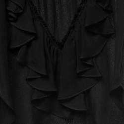 Pre Owned Isabel Marant Black Silk Ruffled Sleeveless Blouse S