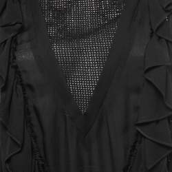 Pre Owned Isabel Marant Black Silk Ruffled Sleeveless Blouse S