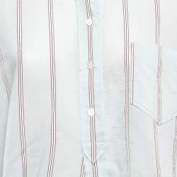 Pre Owned Isabel Marant Blue Striped Cotton Button Front Long Sleeve Oversized Blouse M