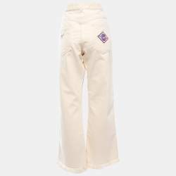 Pre Owned Isabel Marant Cream Denim Frayed Hem Jeans L Waist 32"