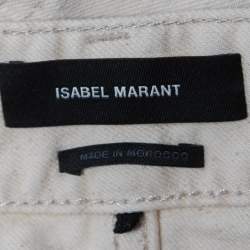 Pre Owned Isabel Marant Cream Denim Frayed Hem Jeans L Waist 32"