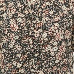 Pre Owned Isabel Marant Black Print Silk Ruched Mini Dress L