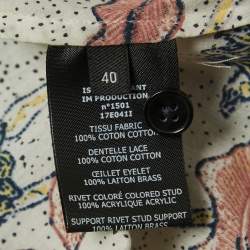 Isabel Marant Multicolor Print Studded Cotton Ruffle Belted Mini Dress L