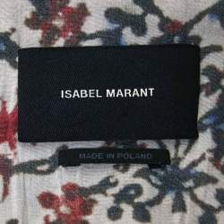 Pre Owned Isabel Marant Multicolor Floral Print Stretch Silk Ruched Sleeve Midi Dress S