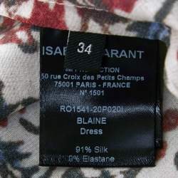 Pre Owned Isabel Marant Multicolor Floral Print Stretch Silk Ruched Sleeve Midi Dress S