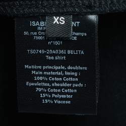 Pre Owned Isabel Marant Black Cotton Shoulder Padded Knotted T-Shirt XS